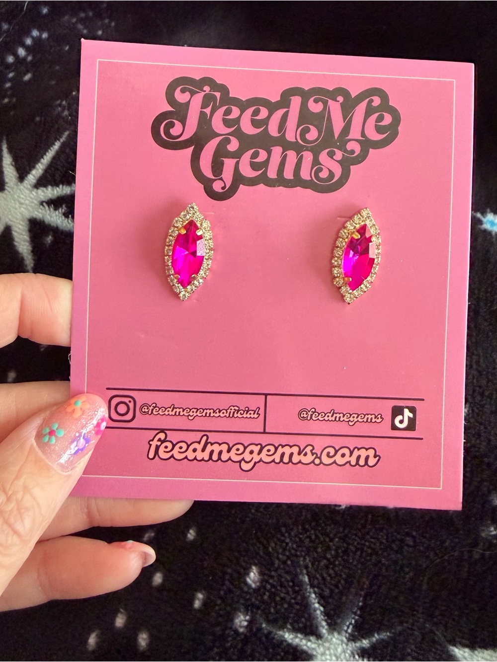 Feed me gems Pink Crystal Marquise Stud Earrings